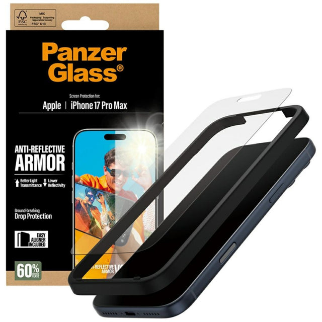 Folie de protectie Ecran Matte PanzerGlass Armor EasyAligner pentru Apple iPhone 17 Pro Max, Sticla Securizata, Full Glu