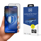Folie de protectie Ecran Matte Privacy 3MK HardGlass Max pentru Apple iPhone 17 Pro Max, Sticla Securizata, Full Glue