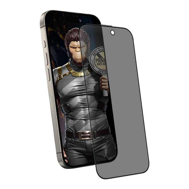 Folie de protectie Ecran Matte Privacy Blueo Anti-Peep pentru Apple iPhone 16 Pro Max, Sticla securizata, Full Glue