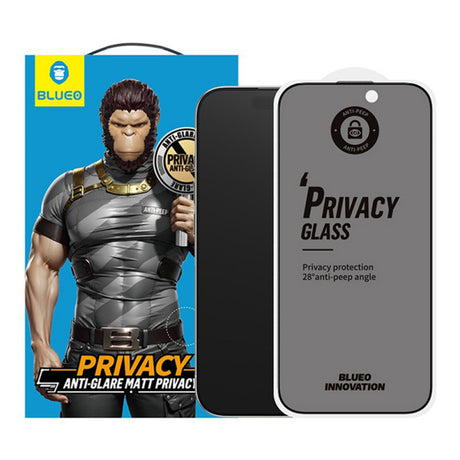 Folie de protectie Ecran Matte Privacy Blueo Anti-Peep pentru Apple iPhone 16 Pro, Sticla securizata, Full Glue