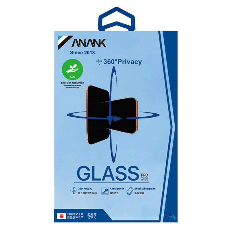 Folie de protectie Ecran Privacy Anank 1X Reinforced 360 pentru Apple iPhone 16 Pro, Sticla securizata, Full Glue, 2.5D