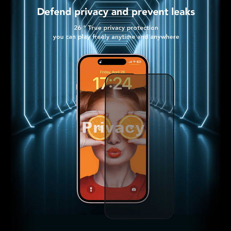 Folie de protectie Ecran Privacy Anank 3X Reinforced pentru Apple iPhone 14 Pro, Sticla securizata, Full Glue, 2.5D