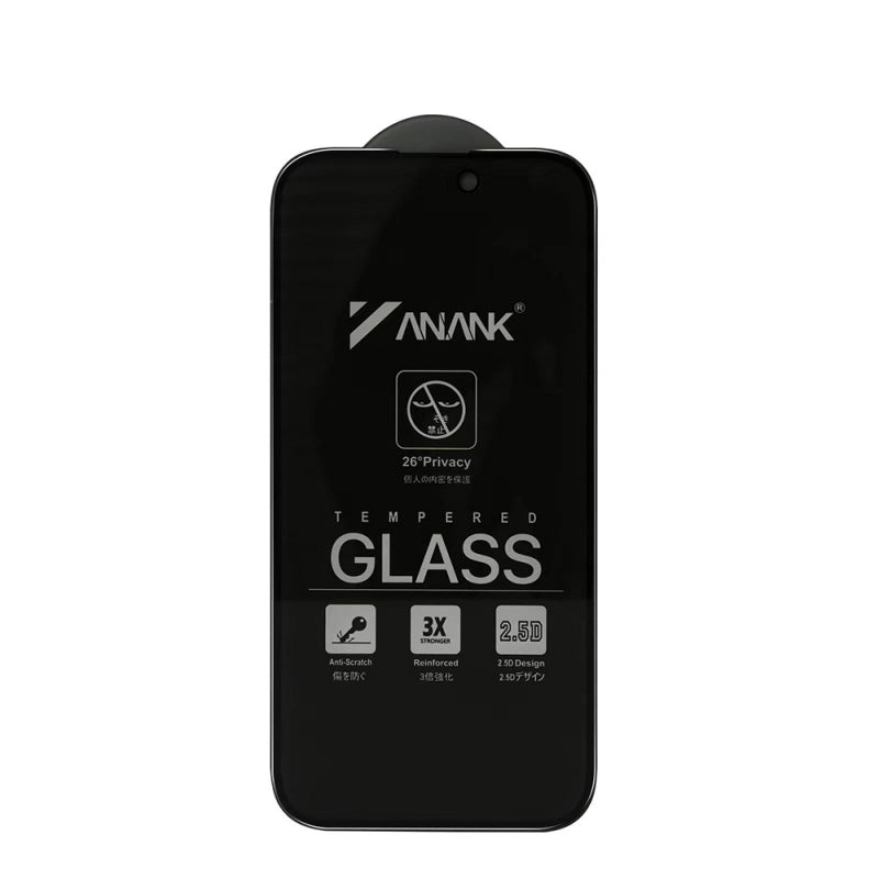 Folie de protectie Ecran Privacy Anank 3X Reinforced pentru Apple iPhone 14 Pro, Sticla securizata, Full Glue, 2.5D