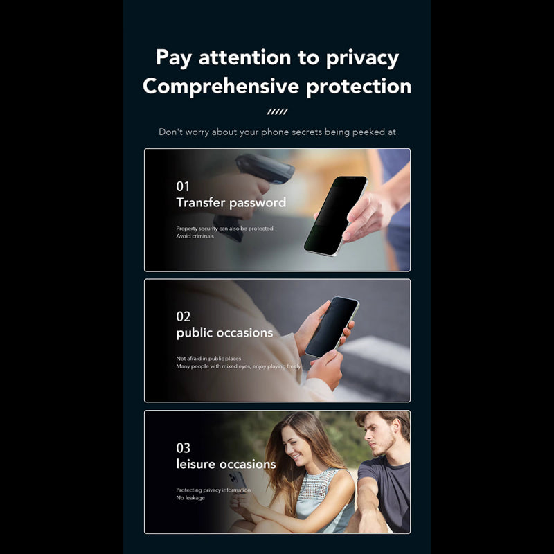 Folie de protectie Ecran Privacy Anank 3X Reinforced pentru Apple iPhone 14 Pro, Sticla securizata, Full Glue, 2.5D