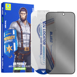 Folie de protectie Ecran Privacy Blueo Anti-Peep Applicator Pro pentru Apple iPhone 15 Pro Max, Sticla securizata, Full Glue