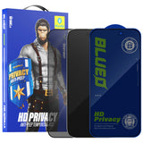 Folie de protectie Ecran Privacy Blueo Anti-Peep pentru Apple iPhone 15 Pro Max, Sticla securizata, Full Glue