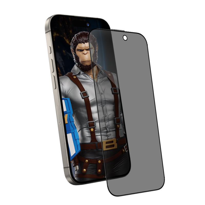 Folie de protectie Ecran Privacy Blueo Anti-Peep pentru Apple iPhone 15 Pro Max, Sticla securizata, Full Glue