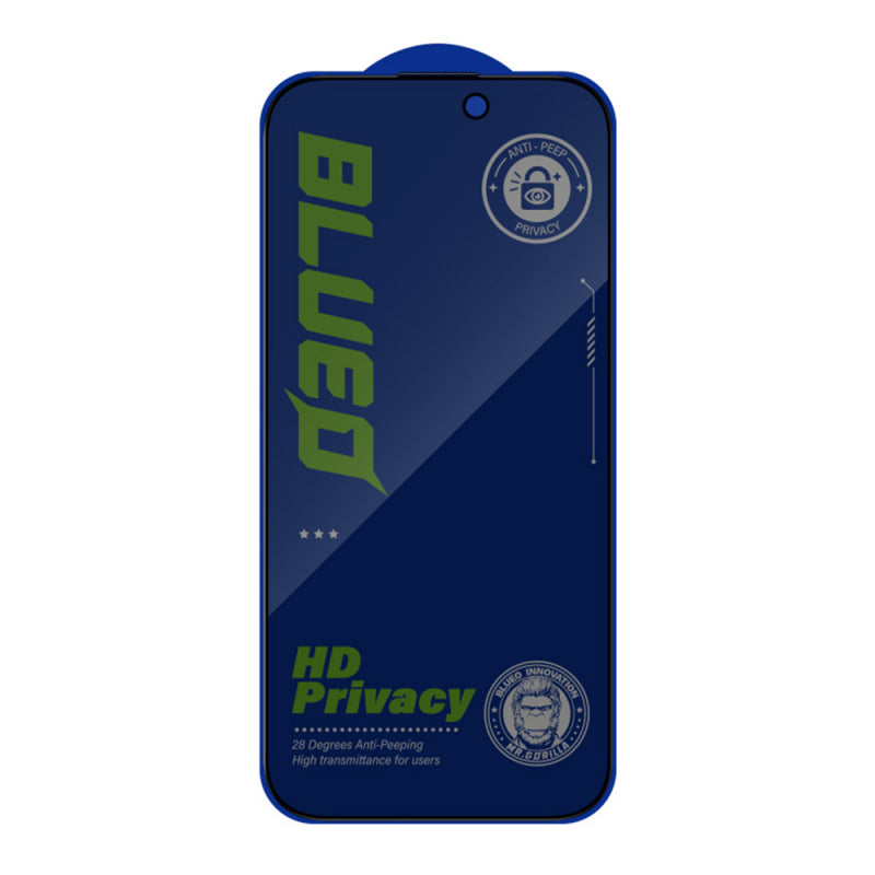 Folie de protectie Ecran Privacy Blueo Anti-Peep pentru Apple iPhone 15 Pro Max, Sticla securizata, Full Glue