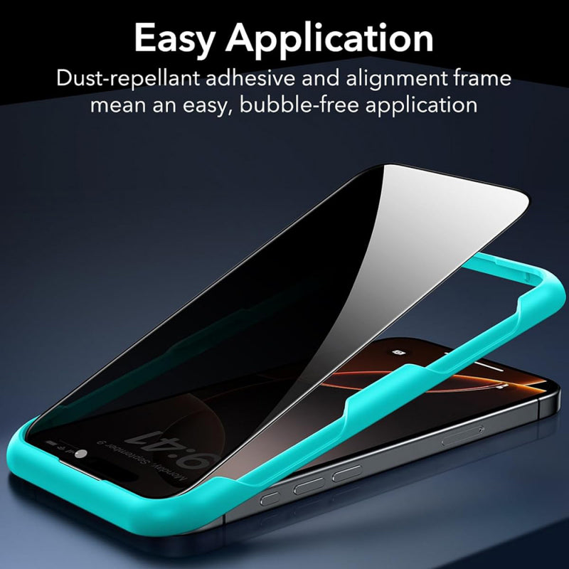 Folie de protectie Ecran Privacy ESR pentru Apple iPhone 17 Air, Sticla Securizata, Full Glue, Set 3 bucati