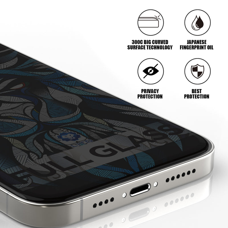 Folie de protectie Ecran Privacy Lito D+ Max 300C pentru Apple iPhone 16 Plus, Sticla securizata, Full Glue