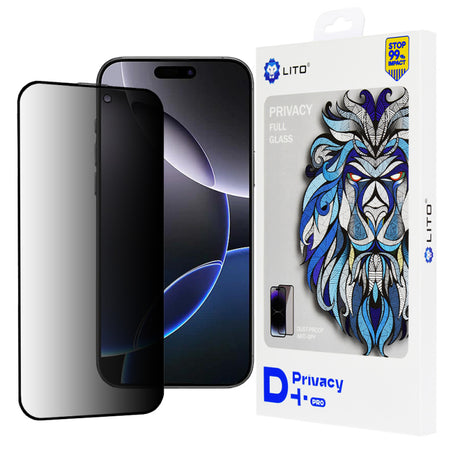 Folie de protectie Ecran Privacy Lito D+ Pro pentru Apple iPhone 16 Pro Max, Sticla securizata, Full Glue