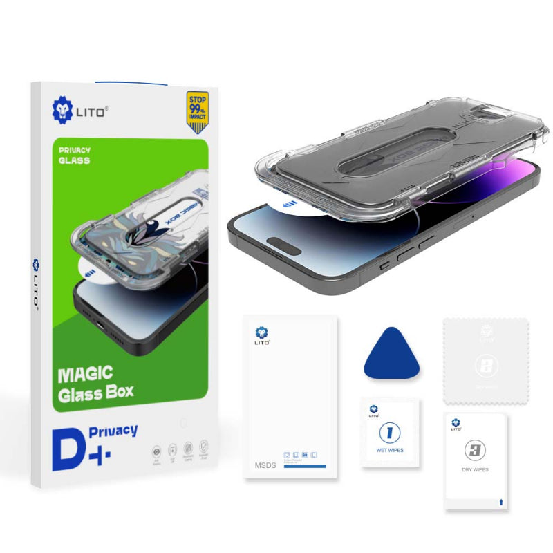 Folie de protectie Ecran Privacy Lito Magic Glass Box D+ Tools pentru Apple iPhone 11 Pro Max, Sticla securizata, Full Glue