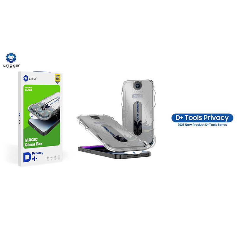Folie de protectie Ecran Privacy Lito Magic Glass Box D+ Tools pentru Apple iPhone 16 Plus, Sticla securizata, Full Glue