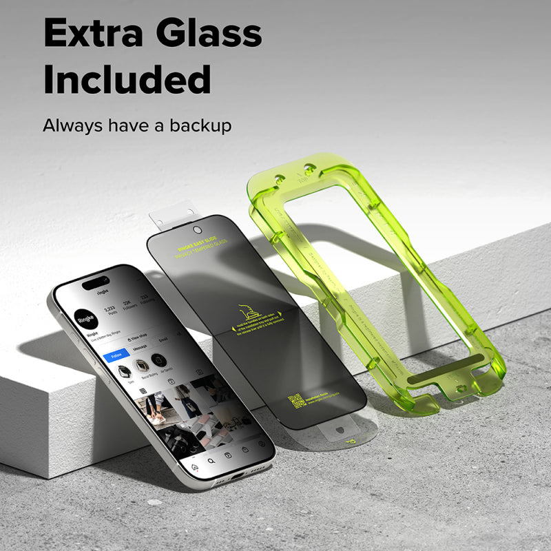 Folie de protectie Ecran Privacy Ringke Easy Slide pentru Apple iPhone 17, Sticla Securizata, Full Glue, Set 2 bucati