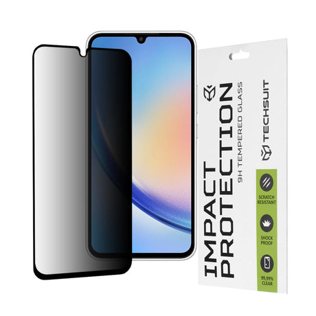 Folie de protectie Ecran Privacy Techsuit pentru Samsung Galaxy A34 A346, Sticla securizata, Full Glue, 111D