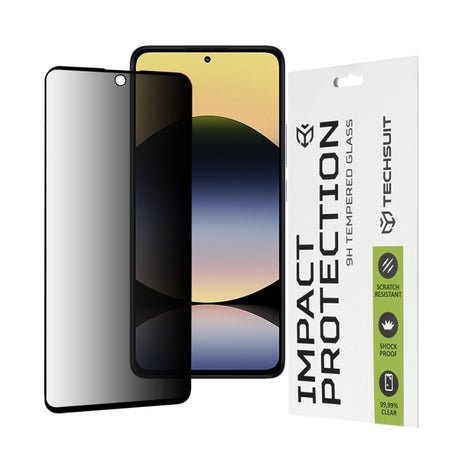 Folie de protectie Ecran Privacy Techsuit pentru Xiaomi Redmi Note 14 4G (Regional) / Note 14 5G, Sticla securizata, Full Glue, 