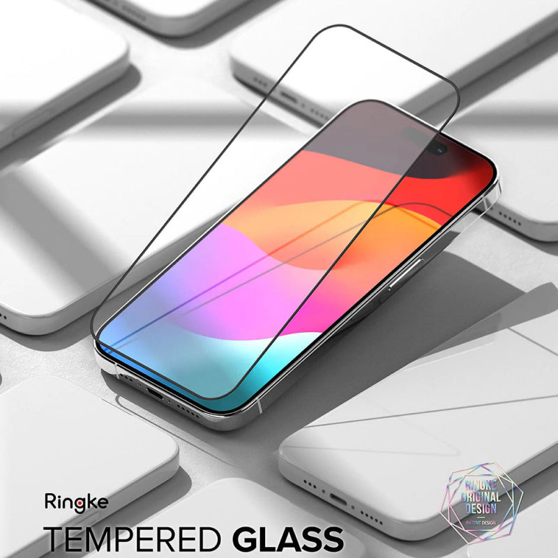 Folie de protectie Ecran Ringke pentru Apple iPhone 15 Pro, Sticla Securizata, Full Glu