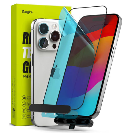 Folie de protectie Ecran Ringke pentru Apple iPhone 15 Pro, Sticla Securizata, Full Glu