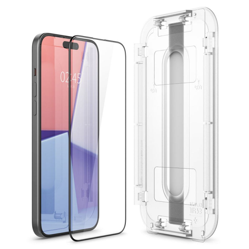 Folie de protectie Ecran Spigen GlastR EZ FIT pentru Apple iPhone 15 Plus, Sticla securizata, Full Glu