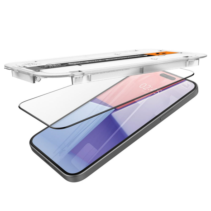 Folie de protectie Ecran Spigen GlastR EZ FIT pentru Apple iPhone 15 Plus, Sticla securizata, Full Glu