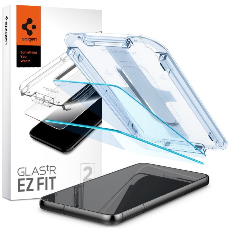 Folie de protectie Ecran Spigen GlastR EZ FIT pentru Samsung Galaxy S23 S911, Sticla securizata, Full Glue, Set 2 bucati