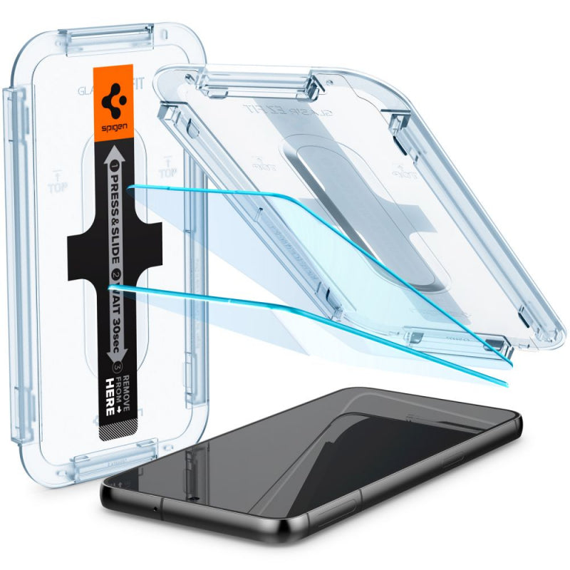 Folie de protectie Ecran Spigen GlastR EZ FIT pentru Samsung Galaxy S23 S911, Sticla securizata, Full Glue, Set 2 bucati