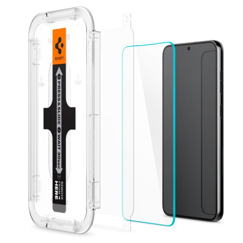 Folie de protectie Ecran Spigen GlastR EZ FIT pentru Samsung Galaxy S23 S911, Sticla securizata, Full Glue, Set 2 bucati