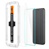 Folie de protectie Ecran Spigen GlastR EZ FIT pentru Samsung Galaxy S23 S911, Sticla securizata, Full Glue, Set 2 bucati