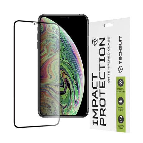 Folie de protectie Ecran Techsuit pentru Apple iPhone 11 Pro / XS / X, Sticla securizata, Full Glue, 111D