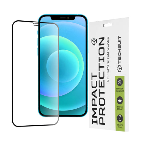 Folie de protectie Ecran Techsuit pentru Apple iPhone 12 / 12 Pro, Sticla securizata, Full Glue, 111D
