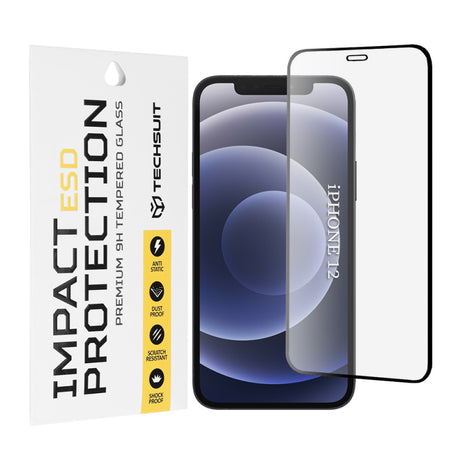 Folie de protectie Ecran Techsuit pentru Apple iPhone 12 / 12 Pro, Sticla Securizata, Full Glu