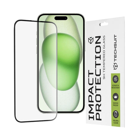 Folie de protectie Ecran Techsuit pentru Apple iPhone 16 Plus / 15 Plus, Sticla securizata, Full Glue, 111D