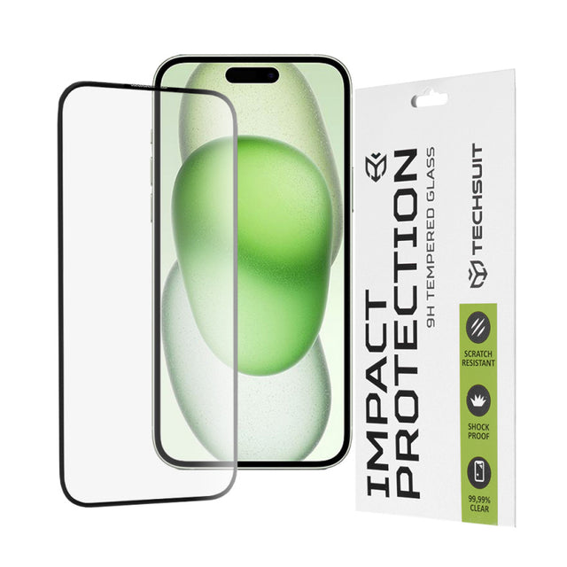 Folie de protectie Ecran Techsuit pentru Apple iPhone 16 Plus / 15 Plus, Sticla securizata, Full Glue, 111D