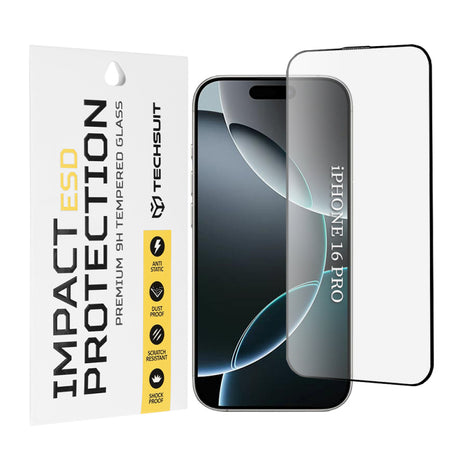 Folie de protectie Ecran Techsuit pentru Apple iPhone 16 Pro, Sticla Securizata, Full Glu