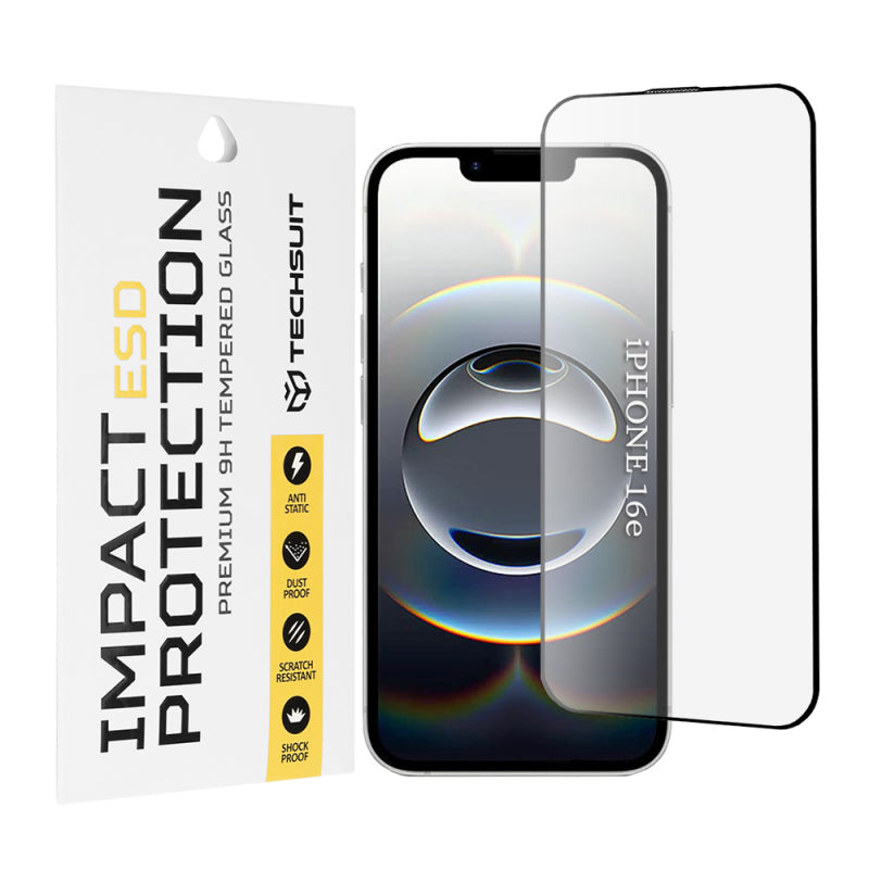 Folie de protectie Ecran Techsuit pentru Apple iPhone 16e, Sticla Securizata, Full Glu