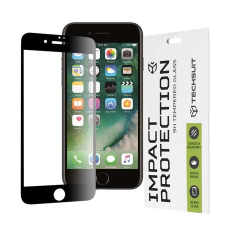 Folie de protectie Ecran Techsuit pentru Apple iPhone SE (2022) / SE (2020) / 8 / 7, Sticla securizata, Full Glue, 111D