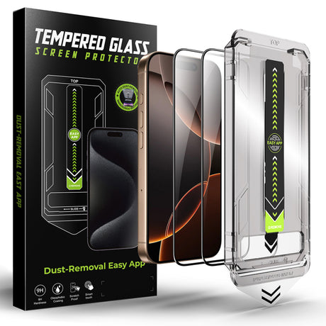 Folie de protectie Ecran Techsuit TitanGlass pentru Apple iPhone 15 Pro, Sticla securizata, Full Glue, Set 2 bucati