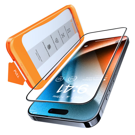 Folie de protectie Ecran Torras GlassGo pentru Apple iPhone 15 Pro, Sticla securizata, Full Glu
