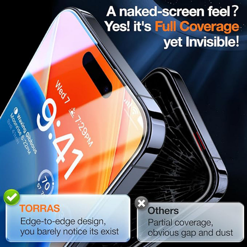 Folie de protectie Ecran Torras GlassGo pentru Apple iPhone 15 Pro, Sticla securizata, Full Glu