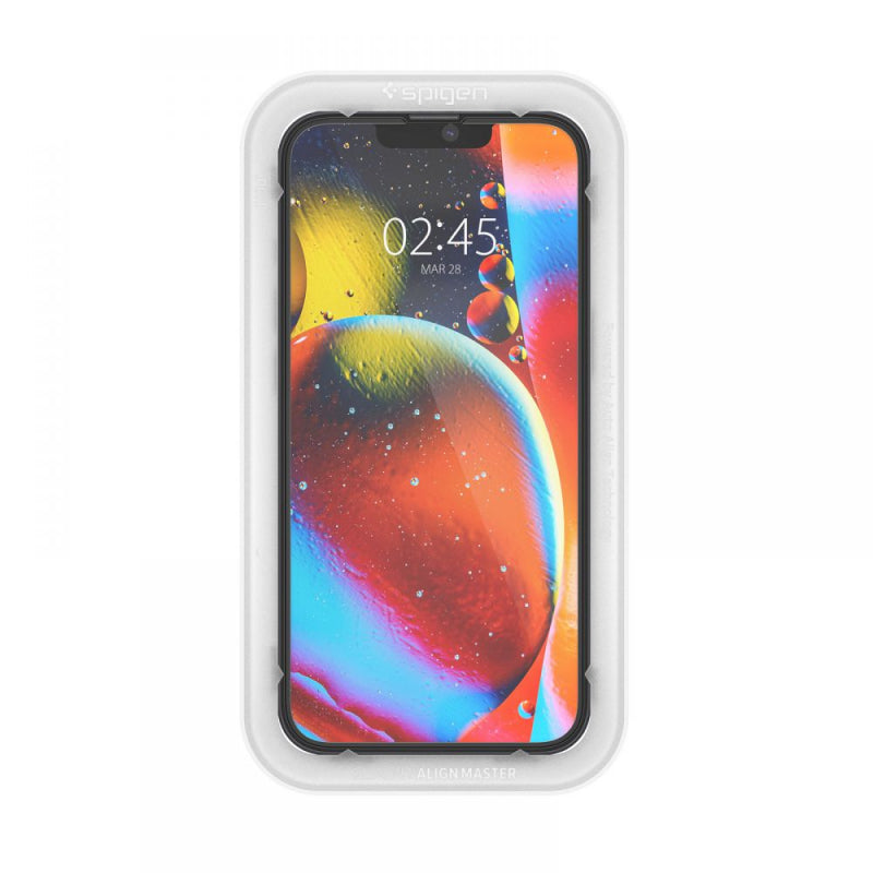 Folie de protectie Ecran Spigen Align Master pentru Apple iPhone 14 / 13 Pro / 13, Sticla securizata, Full Glue, Set 2 bucati