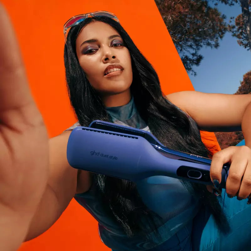 Placa de indreptat + uscator 2-in-1, perie cu aer cald ghd Duet Hair Style, Elementary Blue