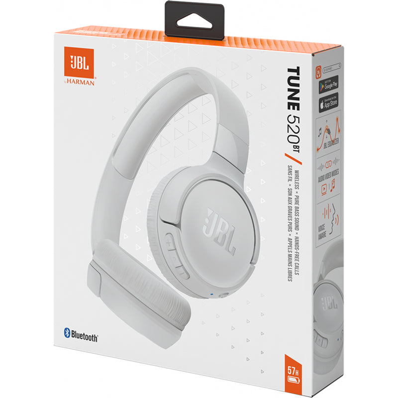 Handsfree Bluetooth JBL Tune 520BT, MultiPoint, A2DP, Alb JBLT520BTWHT