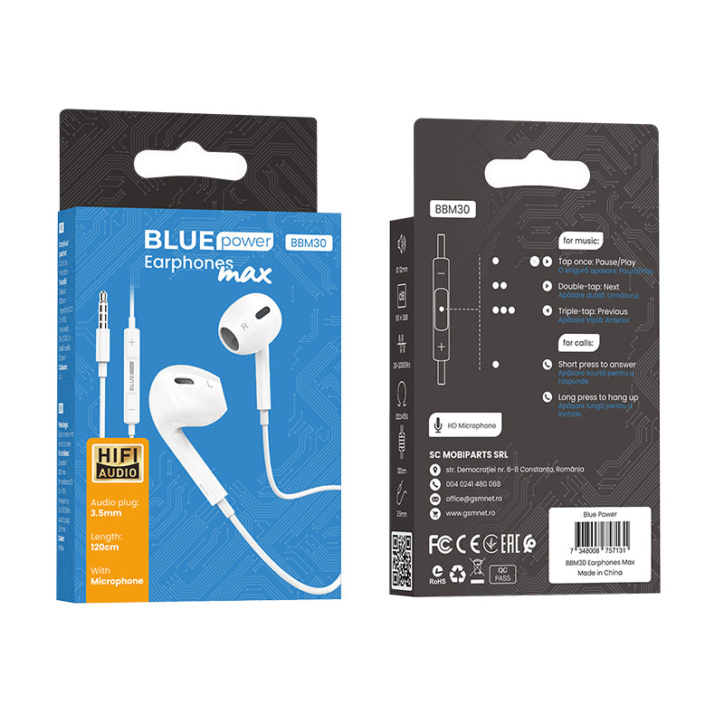 Handsfree 3.5mm BLUE Power BBM30 Max