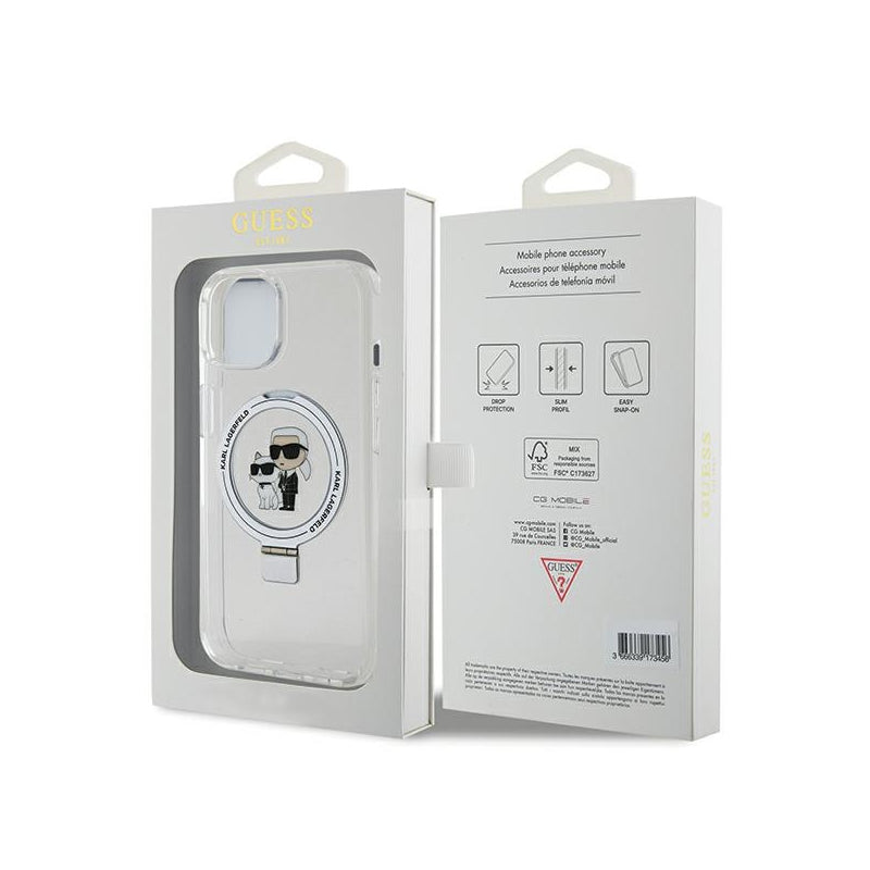 Husa MagSafe pentru Apple iPhone 14, Karl Lagerfeld, Ring Stand Karl &amp; Choupette