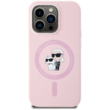 Husa MagSafe pentru Apple iPhone 14 Pro, Karl Lagerfeld, Silicone Karl &amp; Choupette - Roz - NotebookGsm