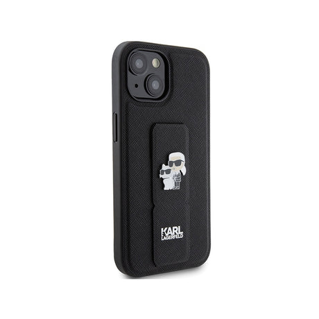 Husa MagSafe pentru Apple iPhone 15 Plus / 14 Plus, Karl Lagerfeld, Saffiano Gripstand Karl &amp; Choupett - Neagra - NotebookGsm