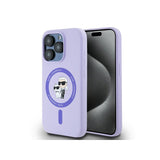 Husa MagSafe pentru Apple iPhone 15 Pro, Karl Lagerfeld, Silicone Ring Karl &amp; Choupette