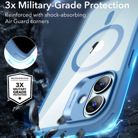 Husa MagSafe pentru Apple iPhone 16, ESR, Classic Hybrid - Albastra Transparenta - NotebookGsm