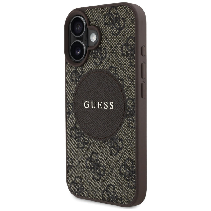 Husa MagSafe pentru Apple iPhone 16, Guess, 4G Circle Classic Log
