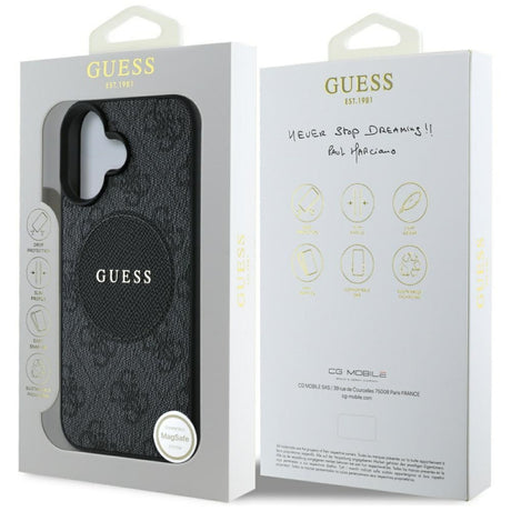 Husa MagSafe pentru Apple iPhone 16, Guess, 4G Circle Classic Logo